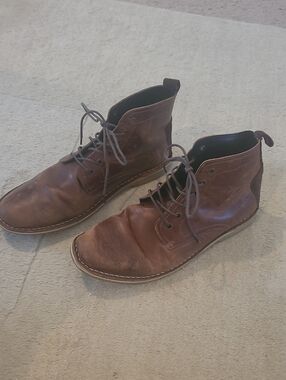 ASOS Brown Leather Chukka Boots with Lace-Up Closure Size 9
